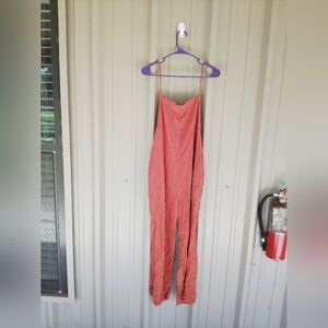 Women's Emery Rose Rust Sleeveless Tank Jumpsuit Size XL Wide Legs Granola Girl